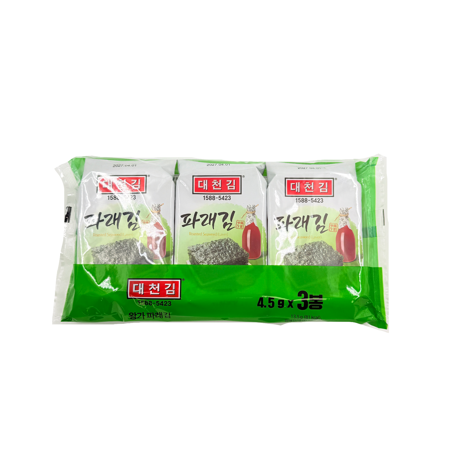 SEAWEED PARAE SNACK (4.5G*3봉)*24 대천김 파래 도시락 김